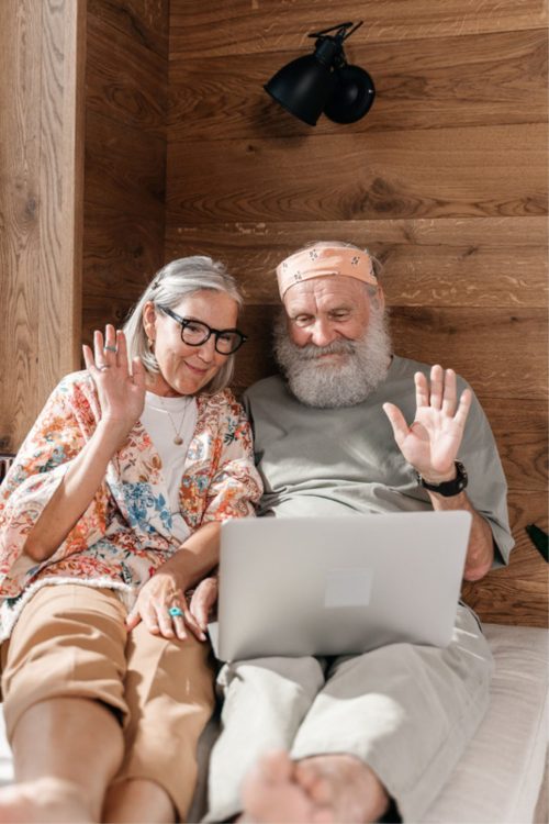 two older people learning about home modifications